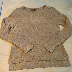 LOFT Marled Crew Neck Sweater. Tan/Cream. Medium.